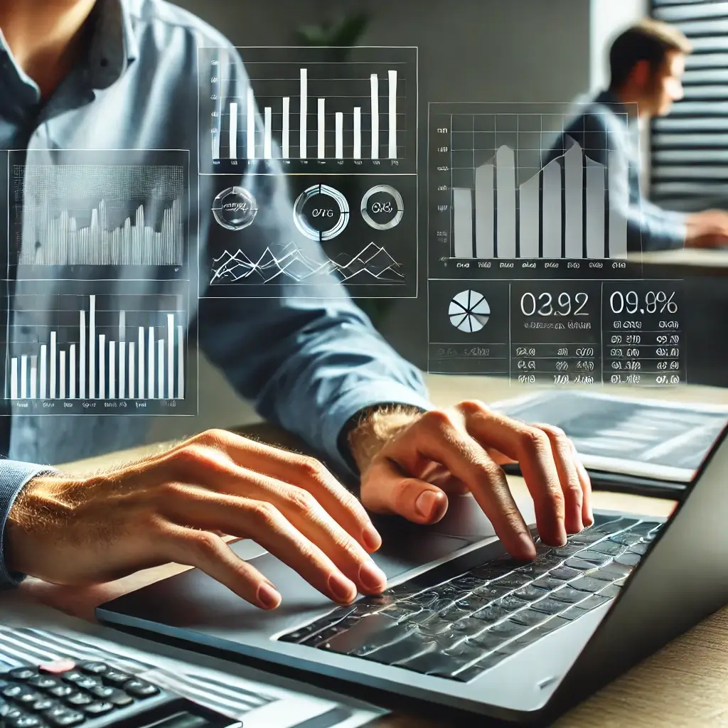 Image placeholder: A CPA working on a laptop with advanced accounting software.