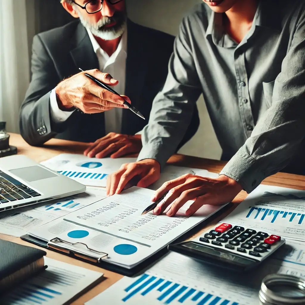 Image placeholder: A business owner reviewing a balance sheet with a CPA.