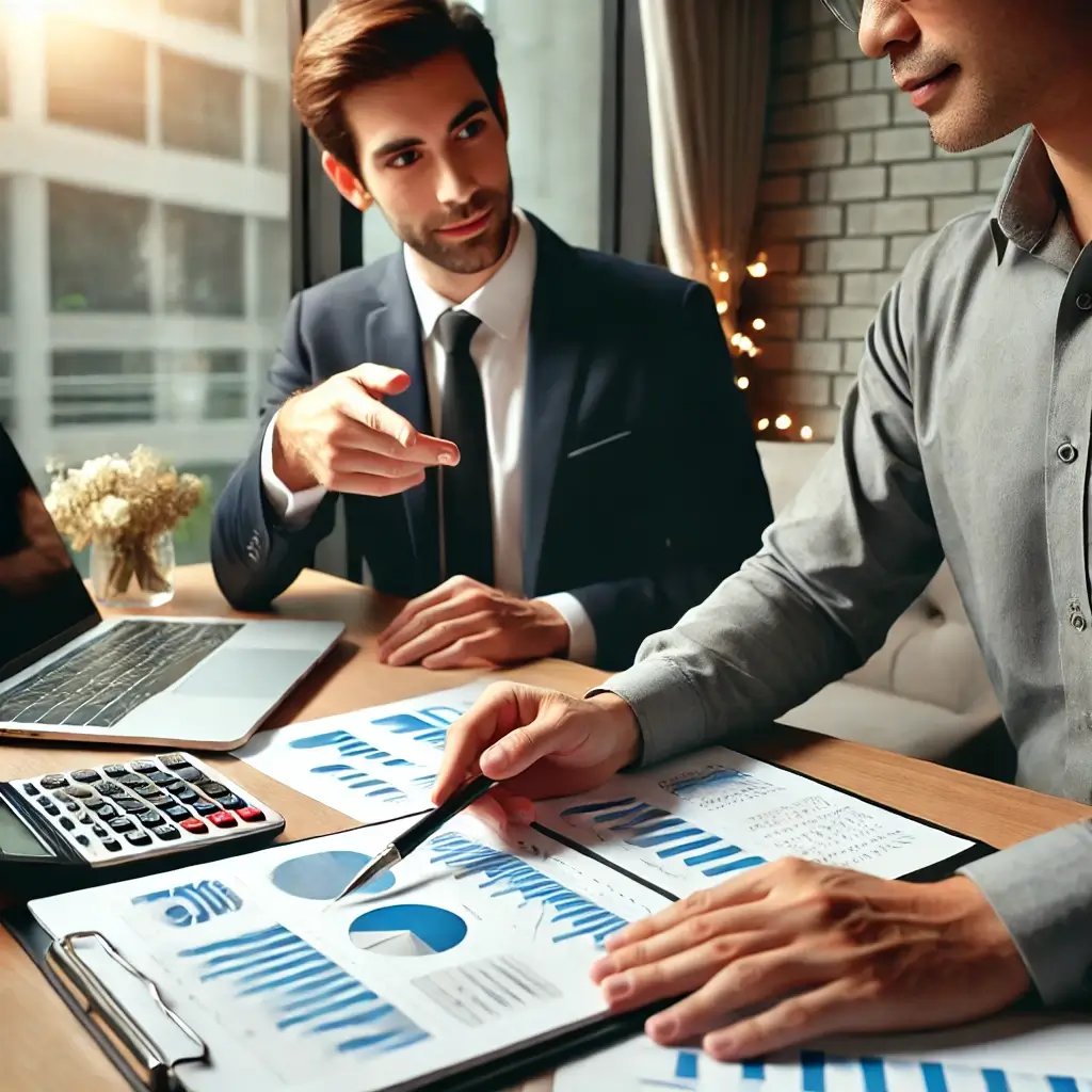 Image placeholder: A business owner and CPA discussing growth strategies using financial data.