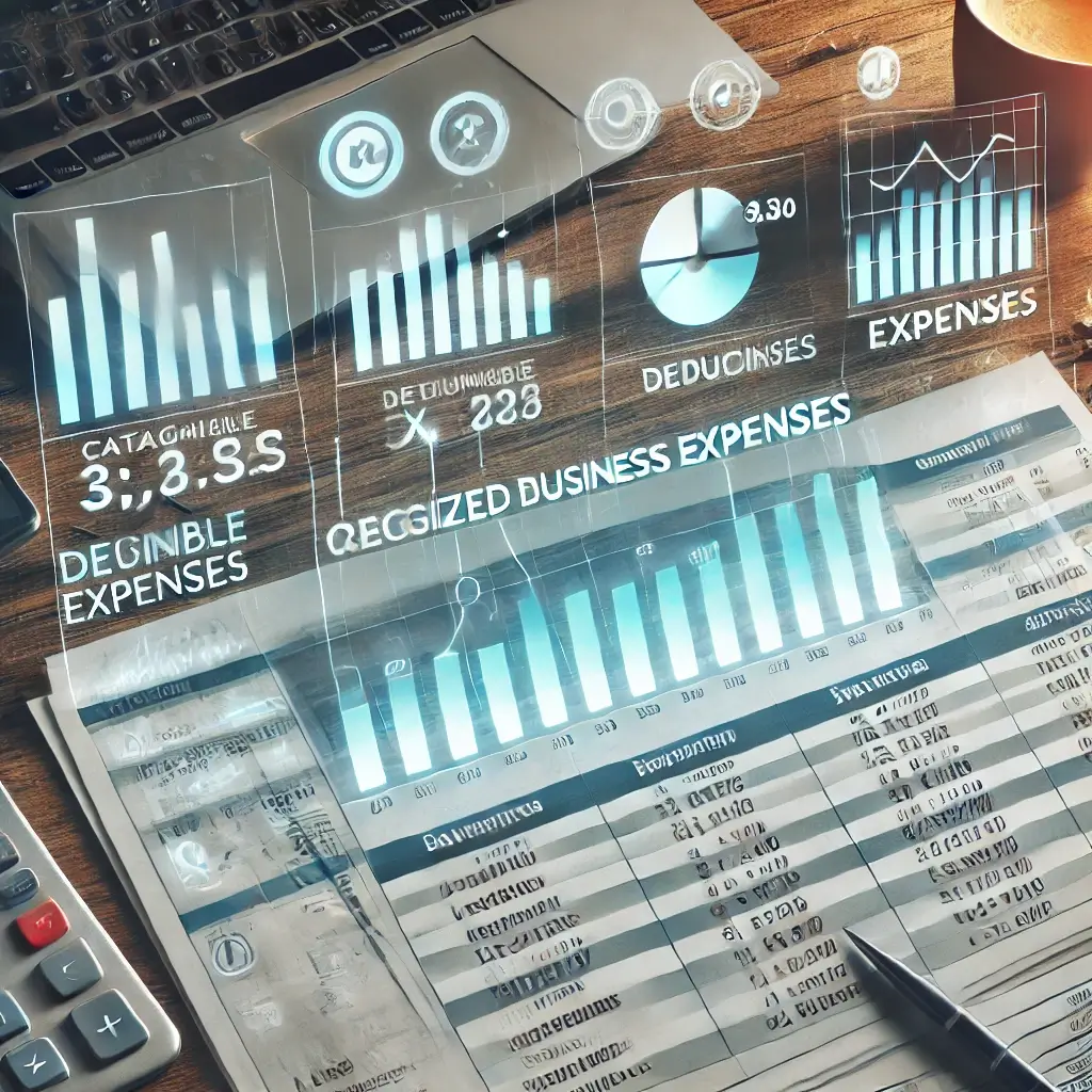 Image placeholder: A digital spreadsheet displaying categorized business expenses.