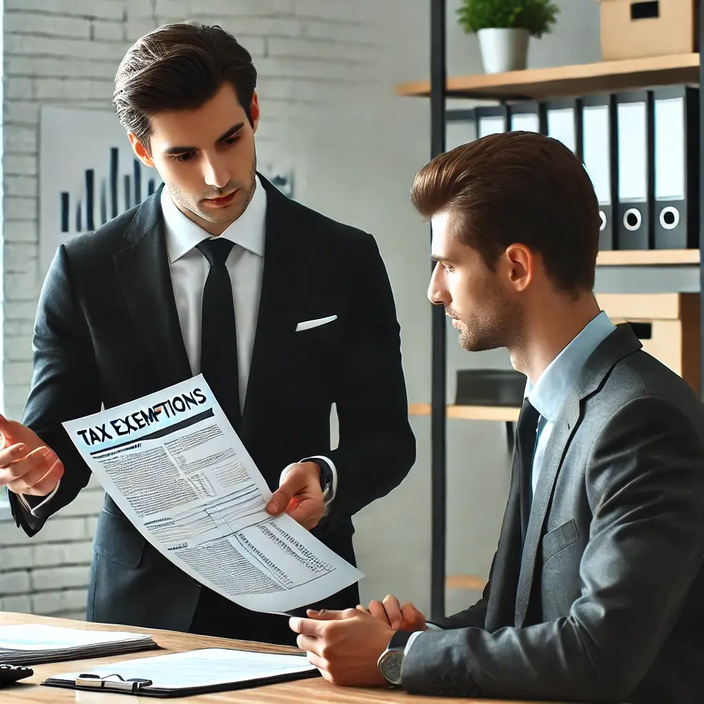 A CPA explaining tax exemptions to a property owner.