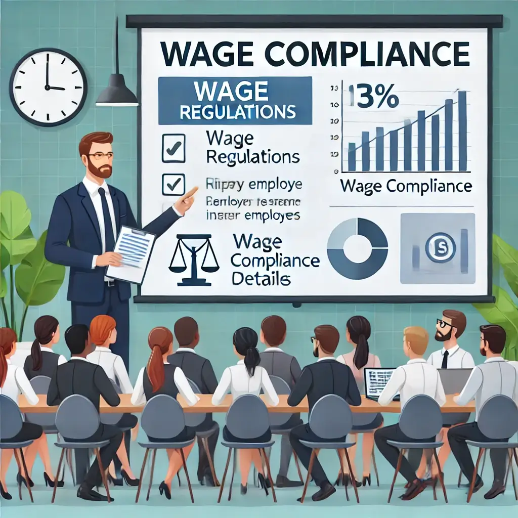 HR professional explaining wage regulations.