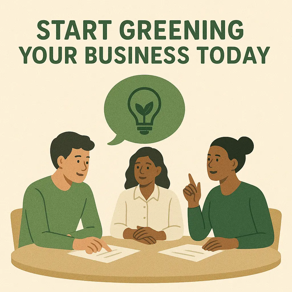 Team brainstorming eco-friendly ideas