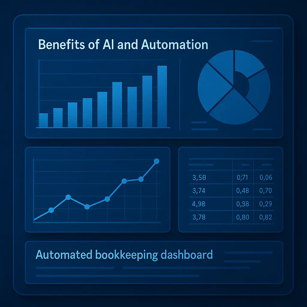 Automated bookkeeping dashboard with graphs and reports