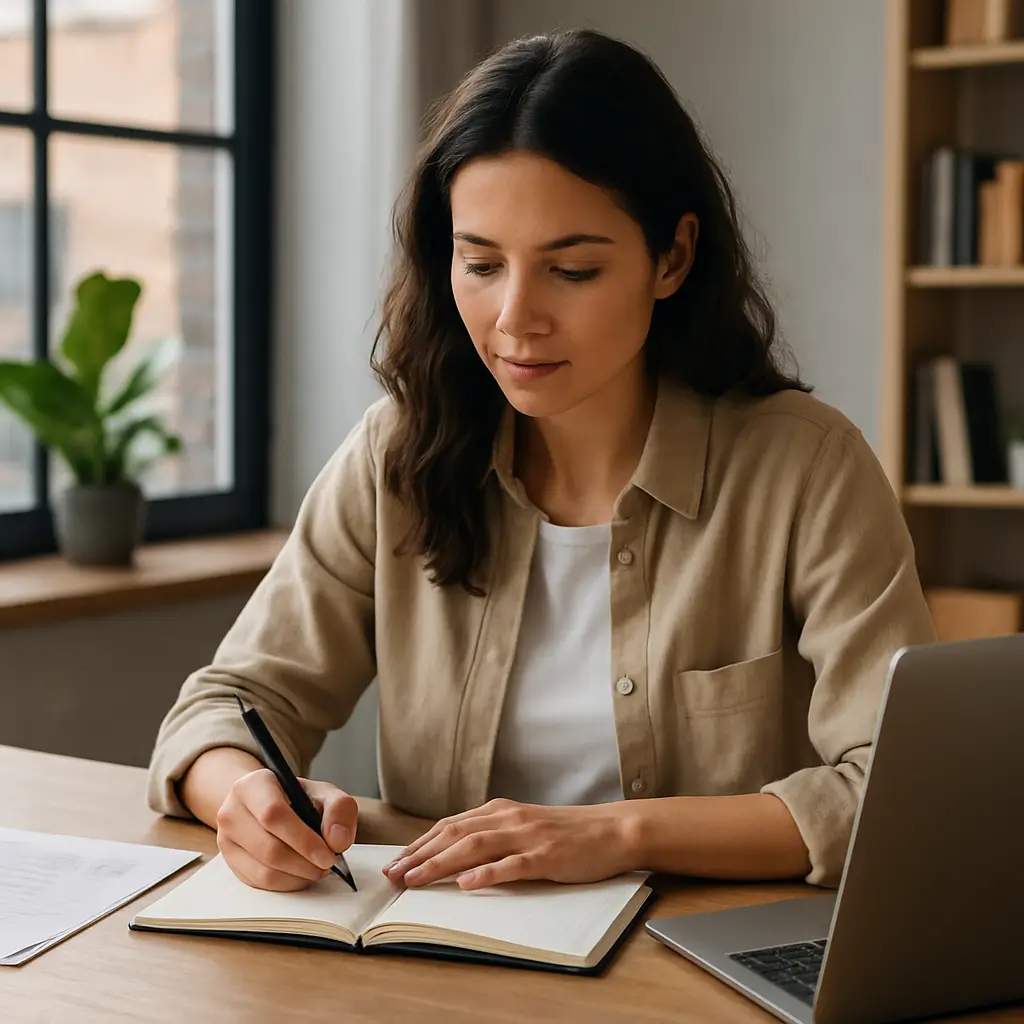 Small business owner reviewing finances