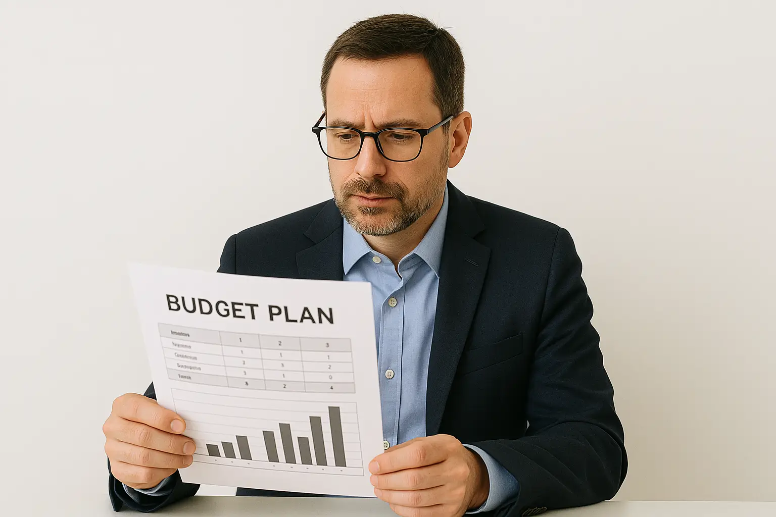 Business owner reviewing budget plan