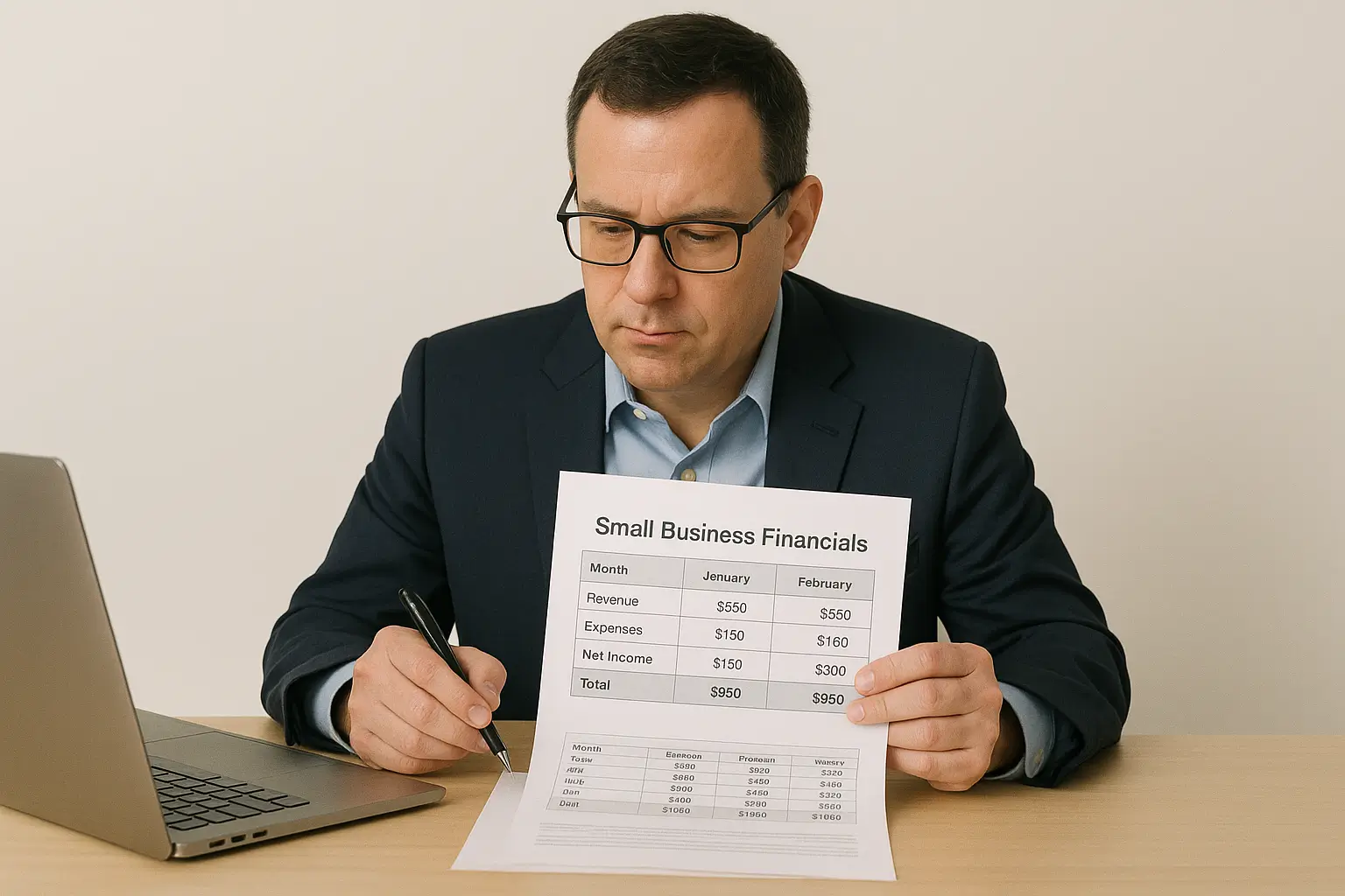CPA reviewing small business financials