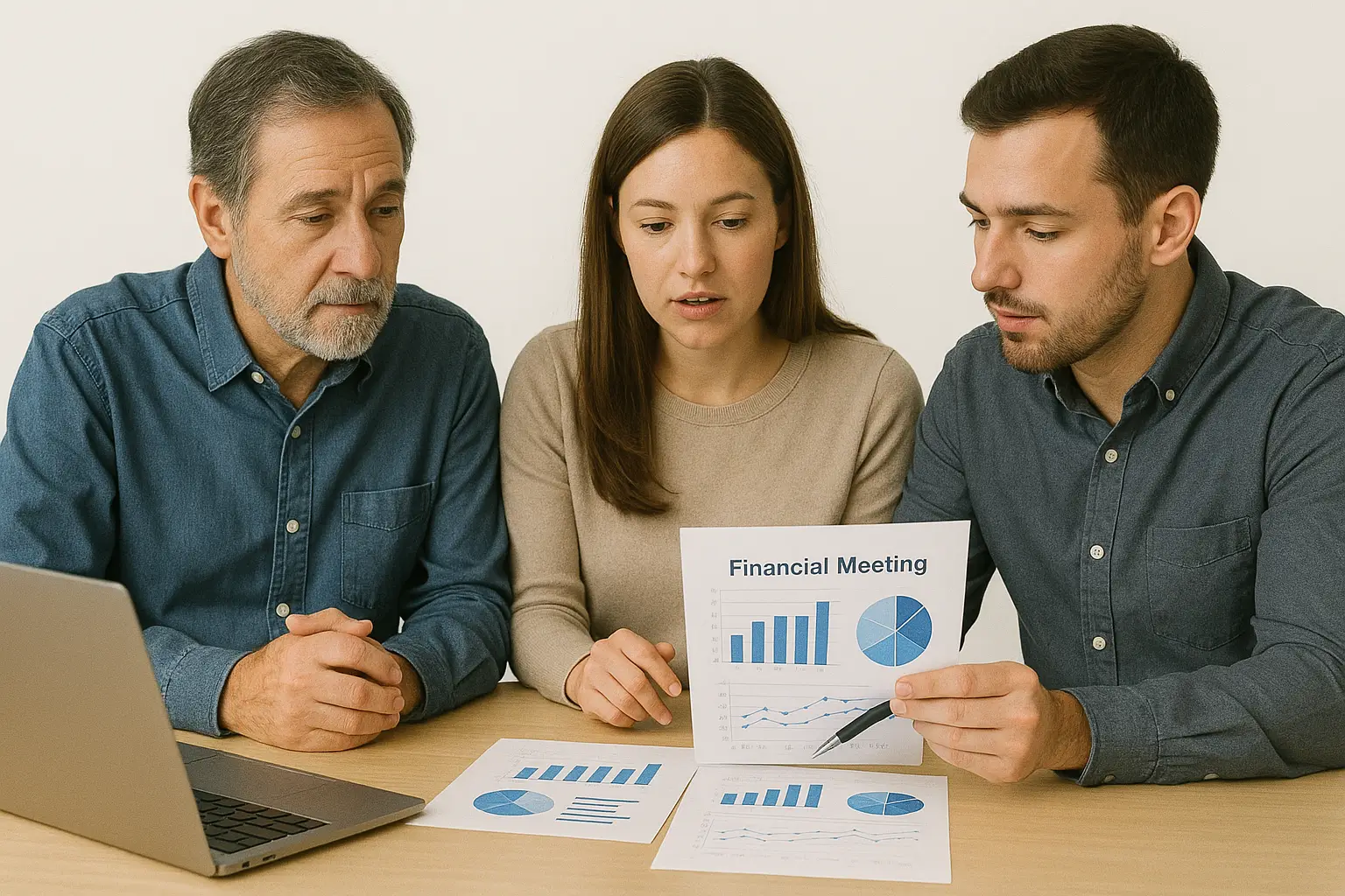 Family-owned business in a financial meeting