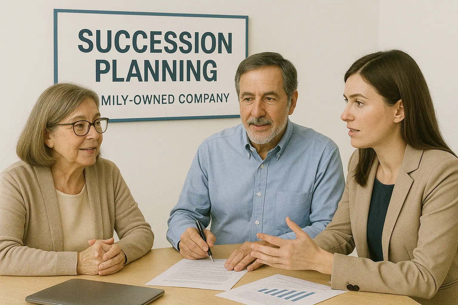 Succession planning discussion in a family-owned company