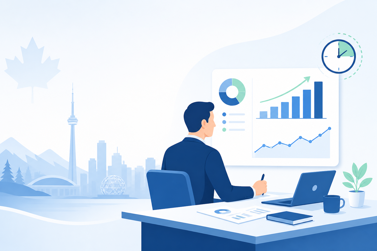 Fractional CFO reviewing business growth charts and financial dashboard